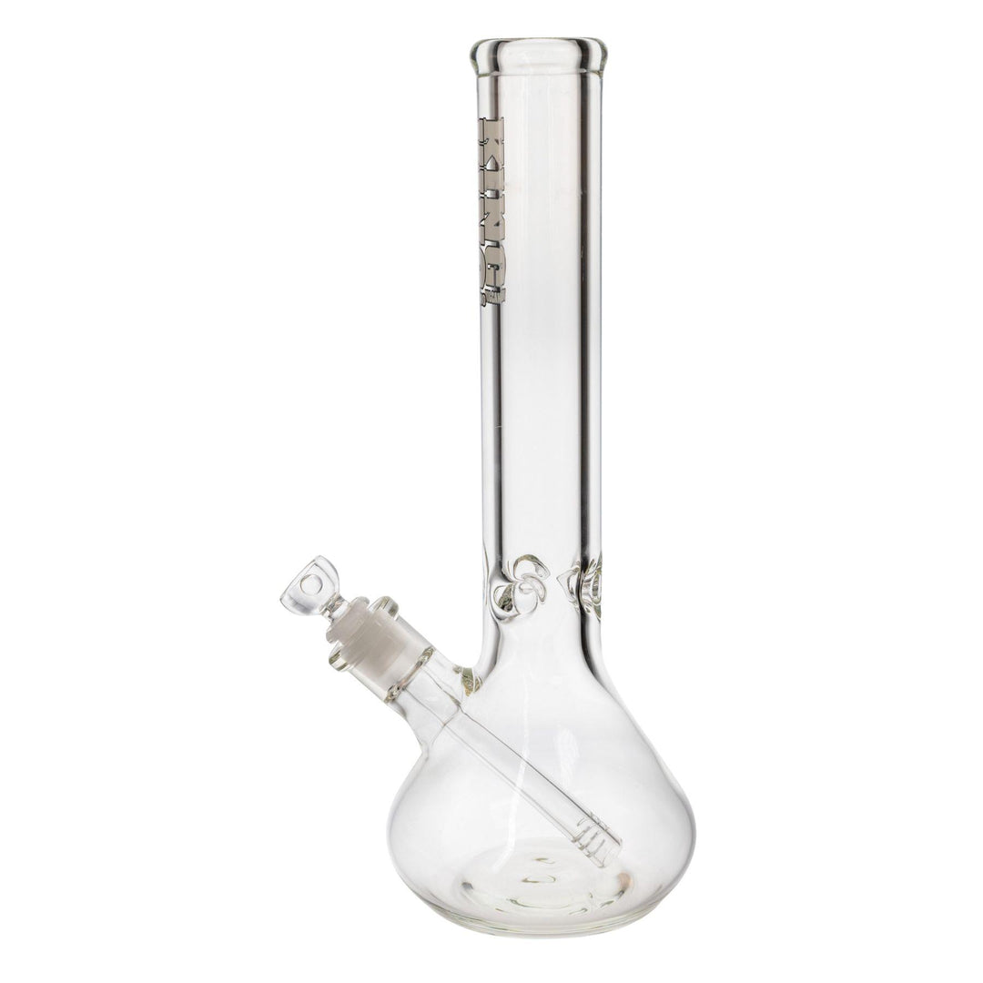 "Left-side of a King Volcano Beaker Water Pipe that features a diffused downstem and a three-prong ice pinch," - Up N Smoke.