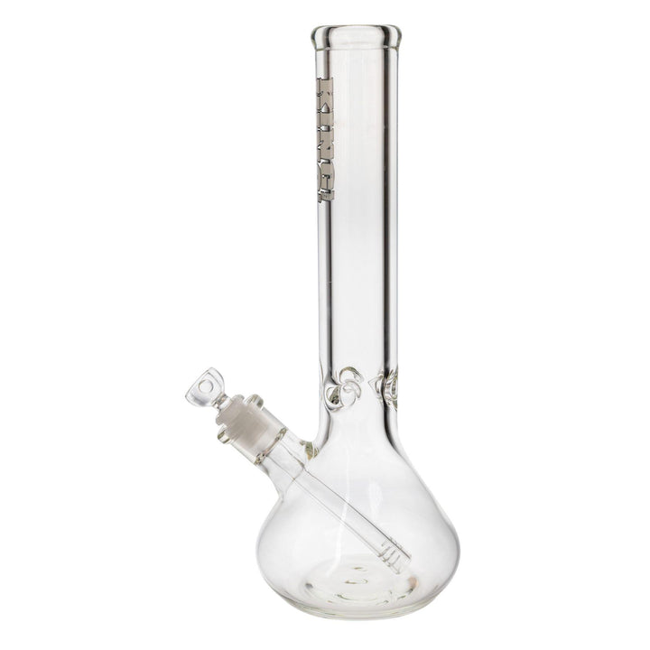 "Left-side of a King Volcano Beaker Water Pipe that features a diffused downstem and a three-prong ice pinch," - Up N Smoke.
