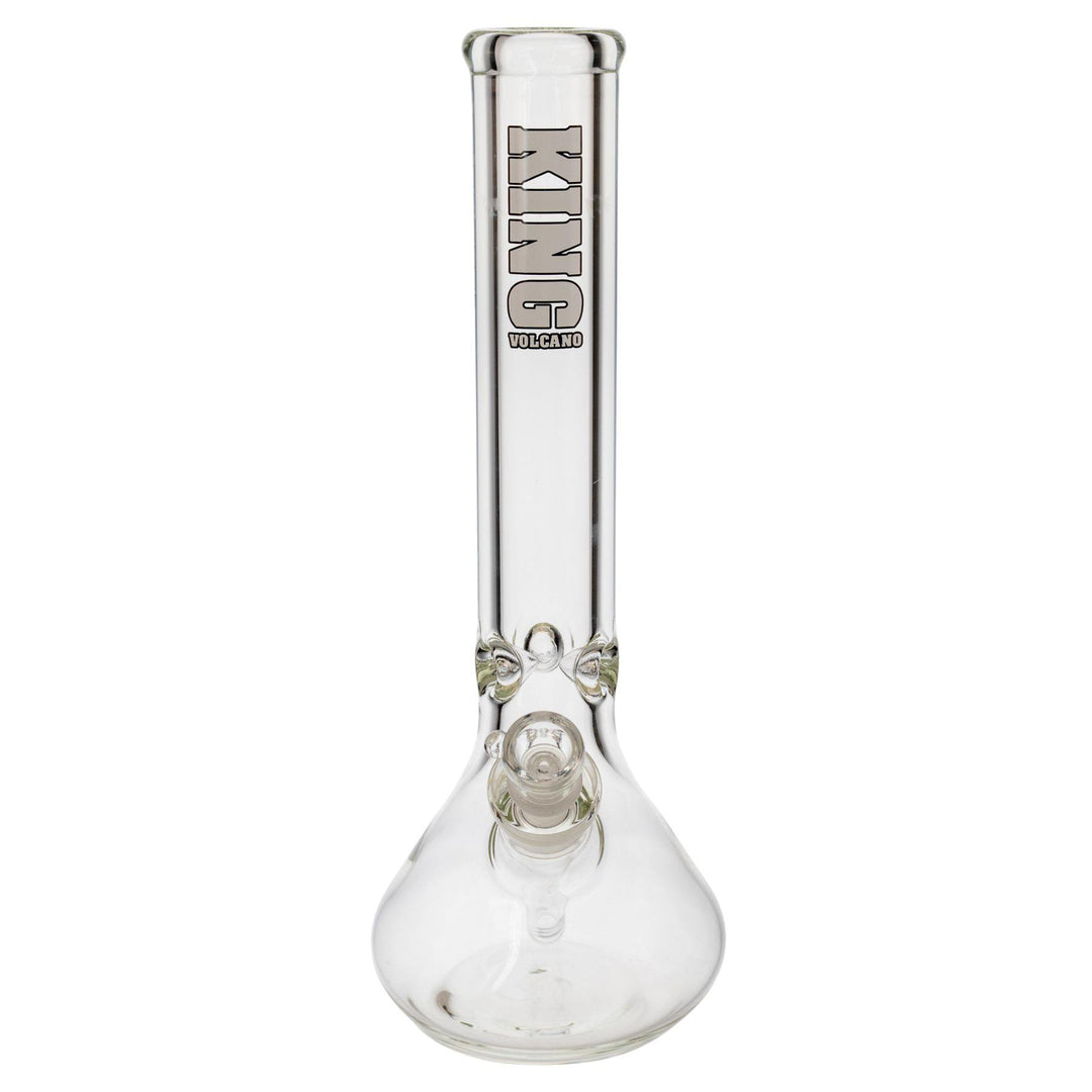 "Front of a King Volcano Beaker Water Pipe with a white logo decal near the mouthpiece," - Up N Smoke.