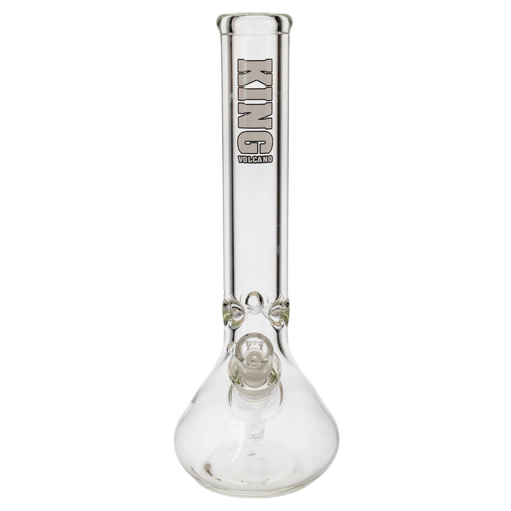 "Front of a King Volcano Beaker Water Pipe with a white logo decal near the mouthpiece," - Up N Smoke.