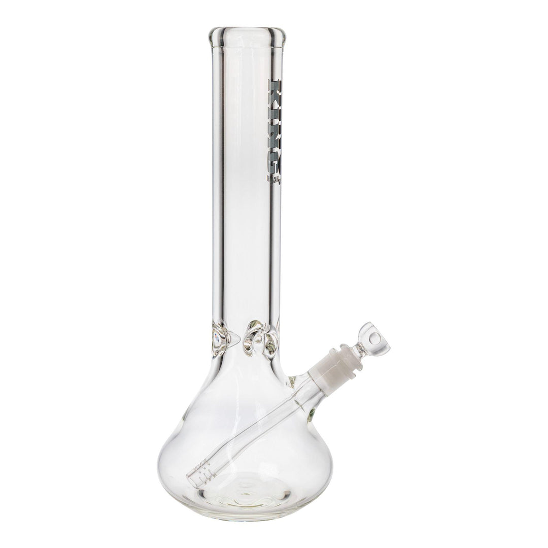 "Right-side of a King Volcano 50mmx15in Beaker Water Pipe with a black logo decal," - Up N Smoke.