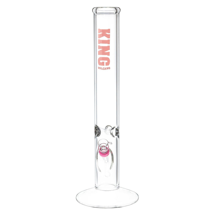 The KV 50mm x 15” Flare Slide Water Pipe Pink with Pink Color slight side angle - Up N Smoke