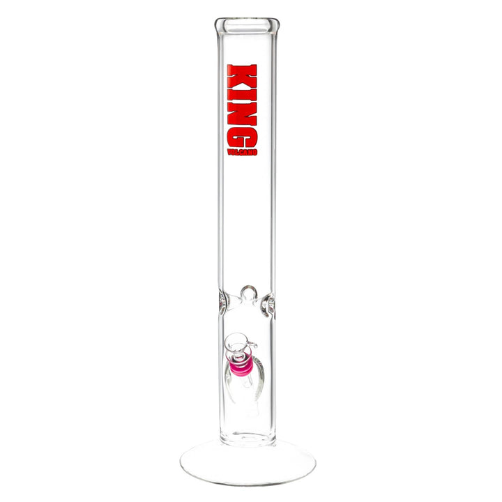 The KV 50mm x 15” Flare Slide Water Pipe Red with Pink Color slight side angle - Up N Smoke