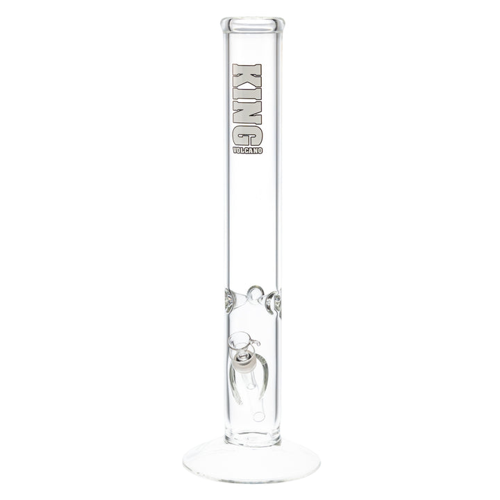 The KV 50mm x 15” Flare Slide Water Pipe White with Clear Color slight side angle - Up N Smoke