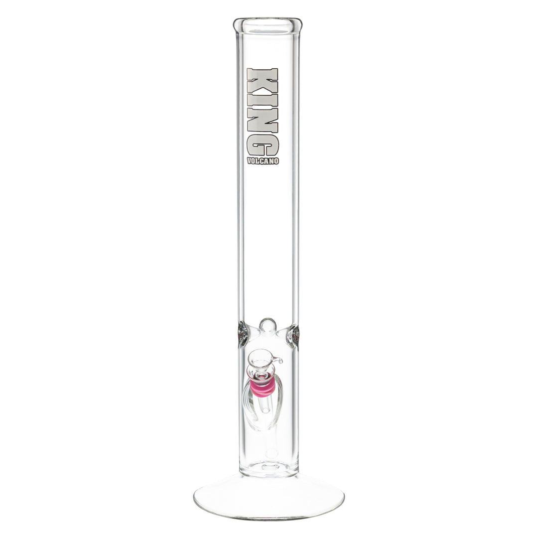 The KV 50mm x 15” Flare Slide Water Pipe White with Pink Color slight side angle - Up N Smoke