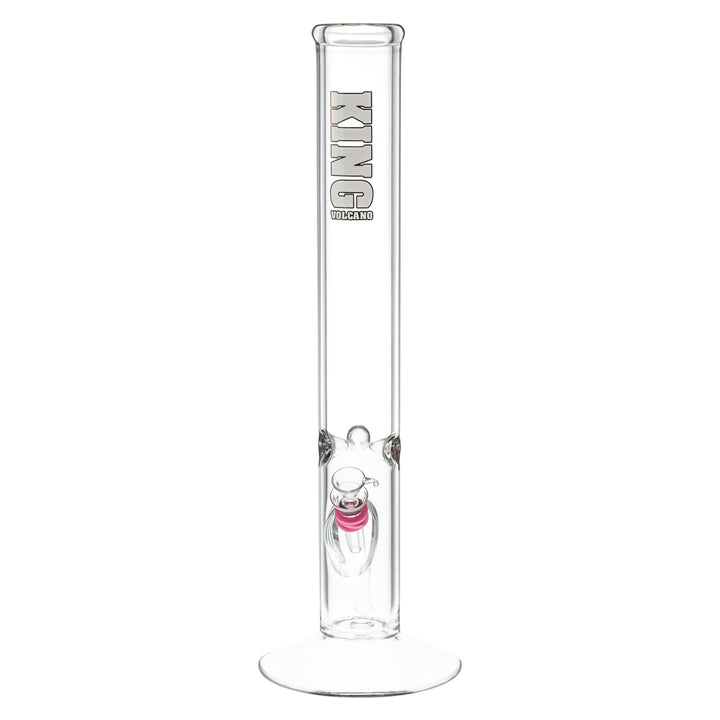 The KV 50mm x 15” Flare Slide Water Pipe White with Pink Color slight side angle - Up N Smoke