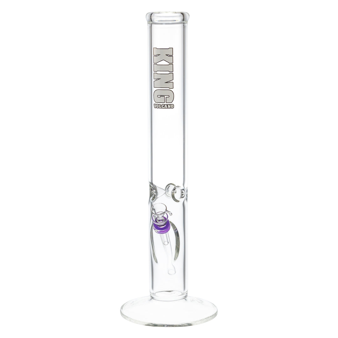 The KV 50mm x 15” Flare Slide Water Pipe White with Purple Color slight side angle - Up N Smoke