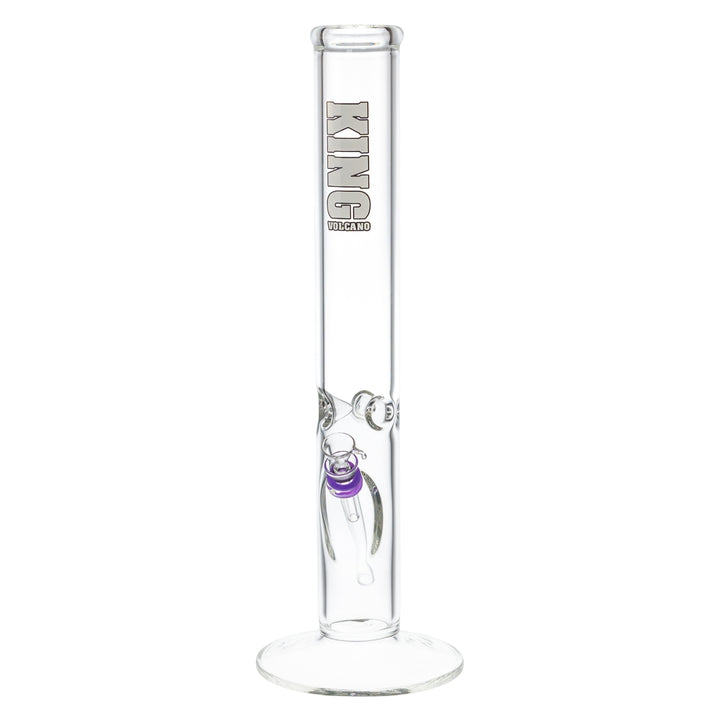 The KV 50mm x 15” Flare Slide Water Pipe White with Purple Color slight side angle - Up N Smoke