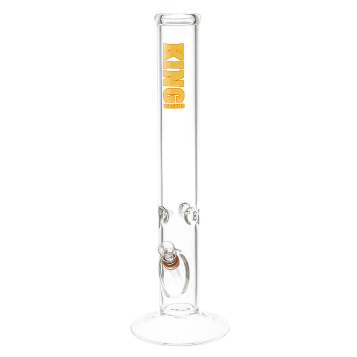 The KV 50mm x 15” Flare Slide Water Pipe Yellow with Brown Color slight side angle - Up N Smoke