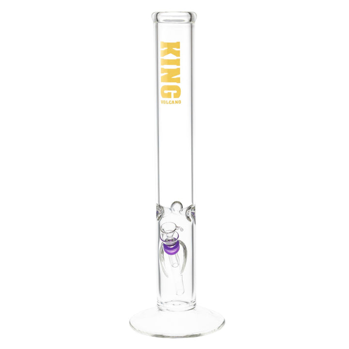 The KV 50mm x 15” Flare Slide Water Pipe Yellow with Purple Color slight side angle - Up N Smoke