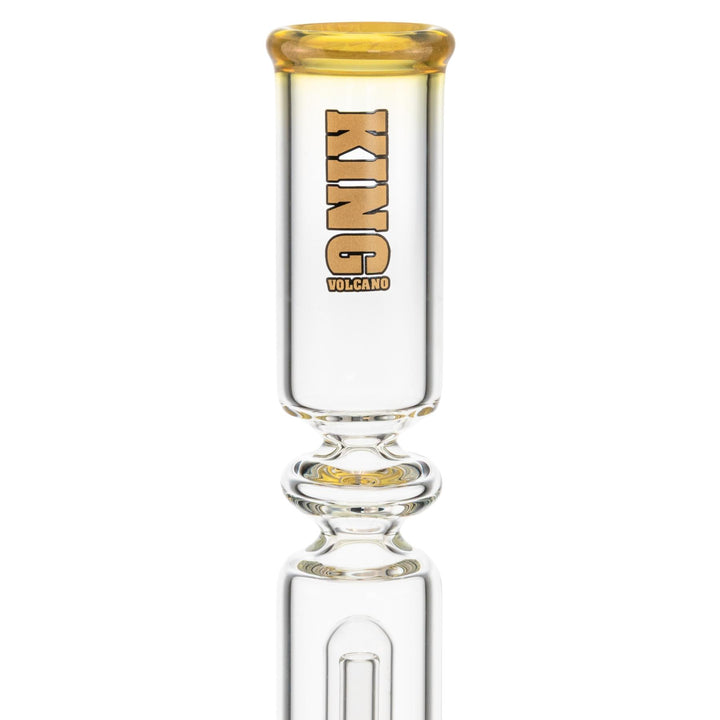 King Volcano 50mm x 15” Ring Beaker Gold logo close up - Up N Smoke 