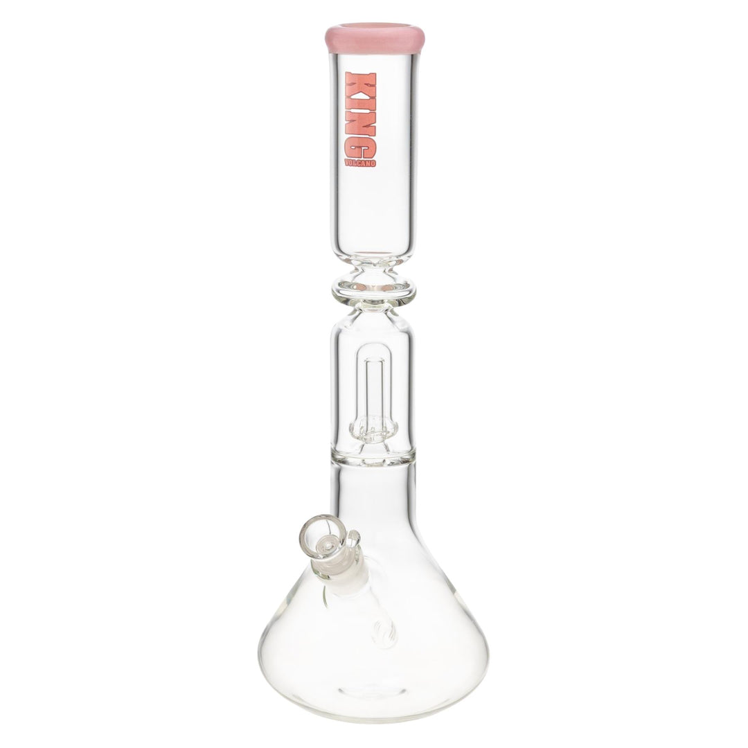 King Volcano 50mm x 15” Ring Beaker Pink slight left angle - Up N Smoke 