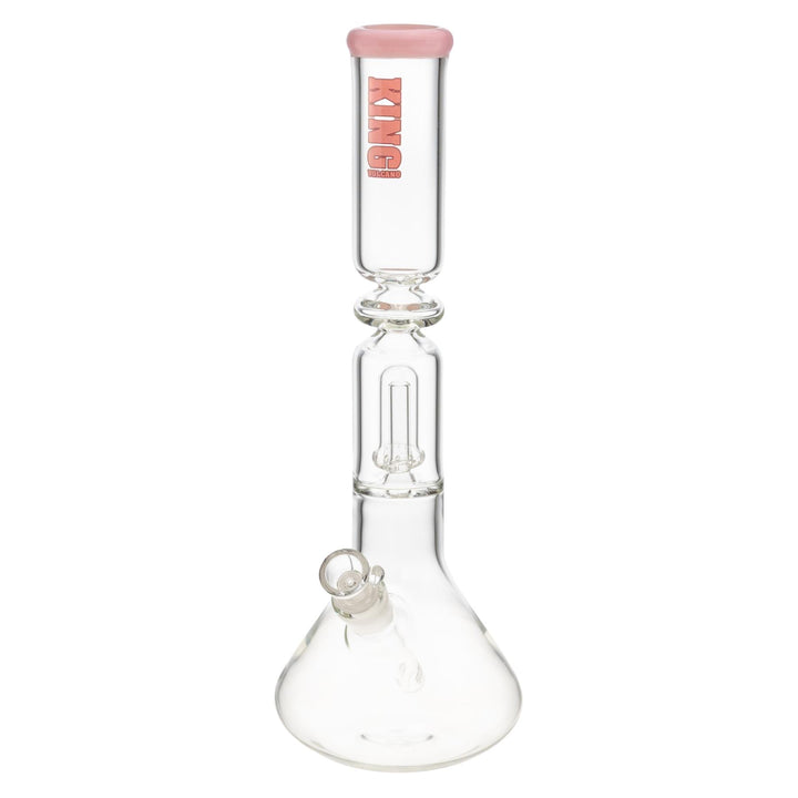 King Volcano 50mm x 15” Ring Beaker Pink slight left angle - Up N Smoke 