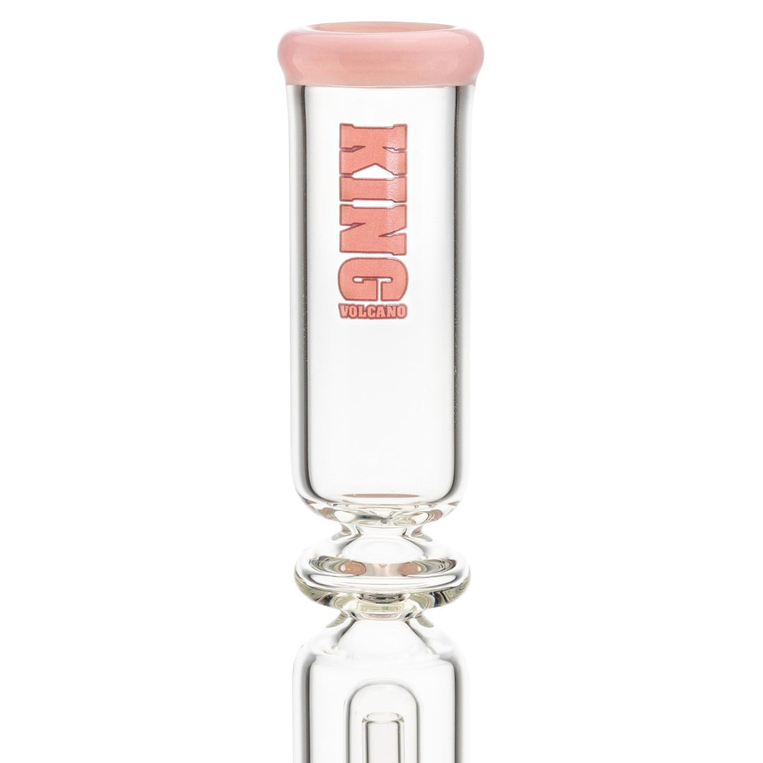 King Volcano 50mm x 15” Ring Beaker Pink logo clsoe up - Up N Smoke 