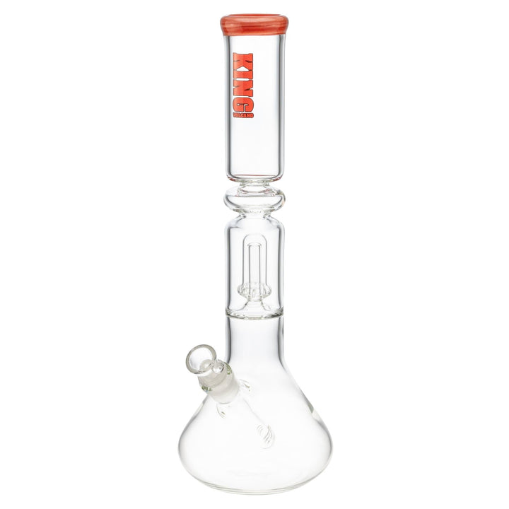 King Volcano 50mm x 15” Ring Beaker Red slight left angle - Up N Smoke 