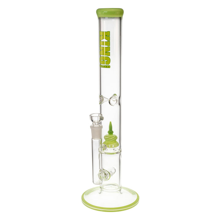 "Side angle of a green King Volcano 50mmx16.5in water pipe on a white background," - Up N Smoke.