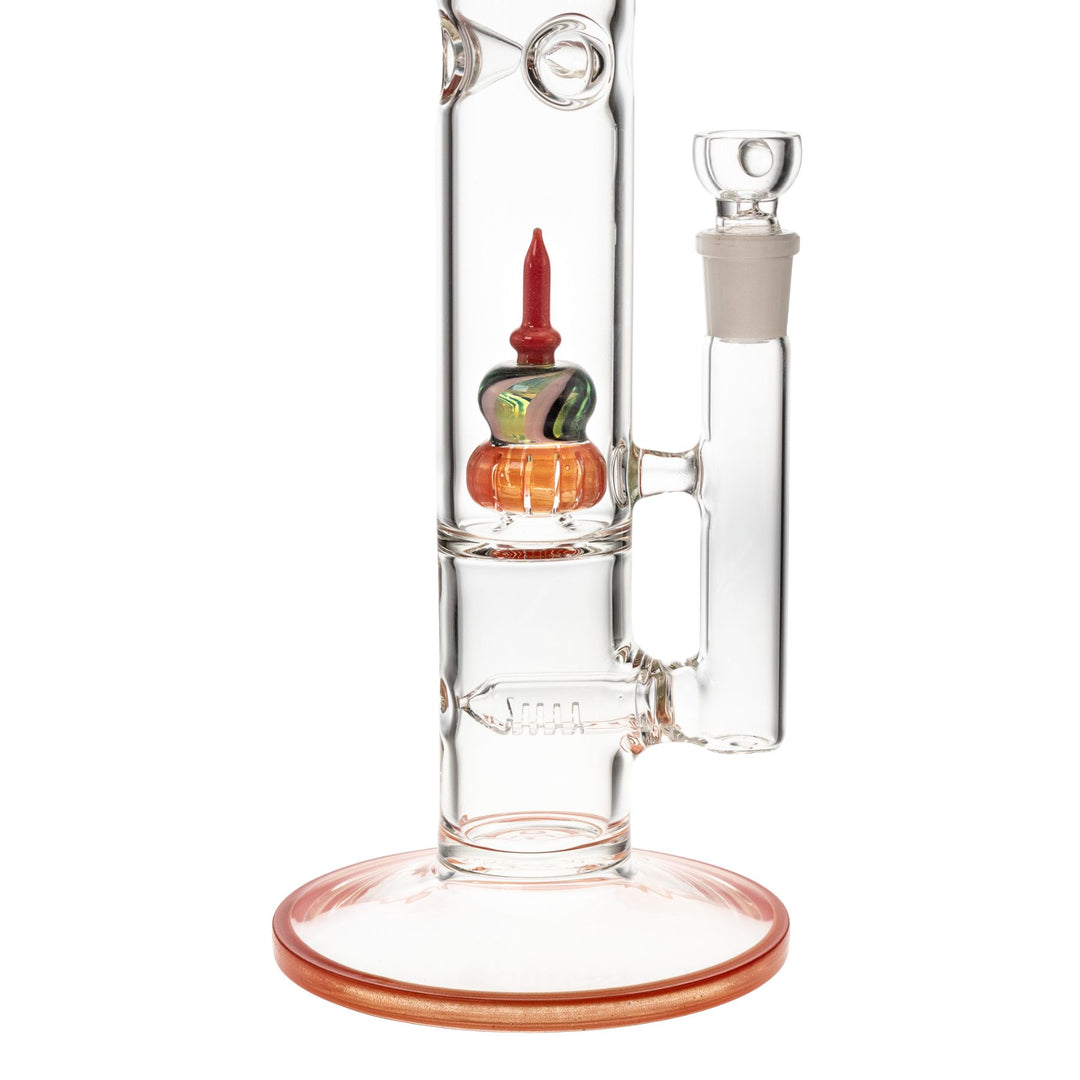 "Close-up view of the interior of a red King Volcano 50mmx16.5 Fixed Flare Inline on a white background," - Up N Smoke.