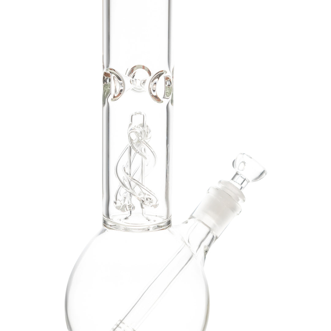 The King Volcano 50mm x 18in Single Flare Water Pipe detailed angle - Up N Smoke