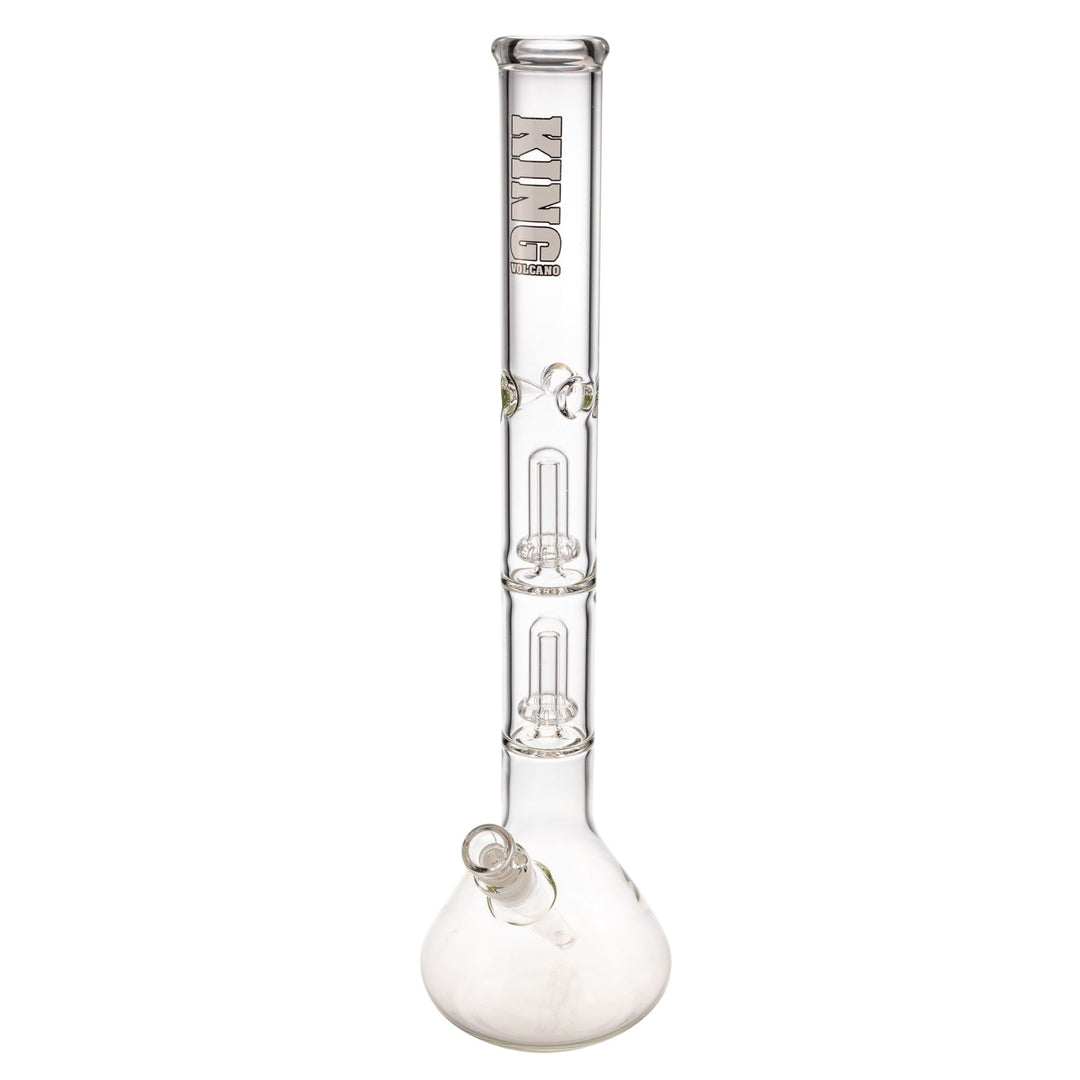 "White King Volcano 50mmx20'' Double Beaker that features two showerhead percolators and a diffused downstem," - Up N Smoke.