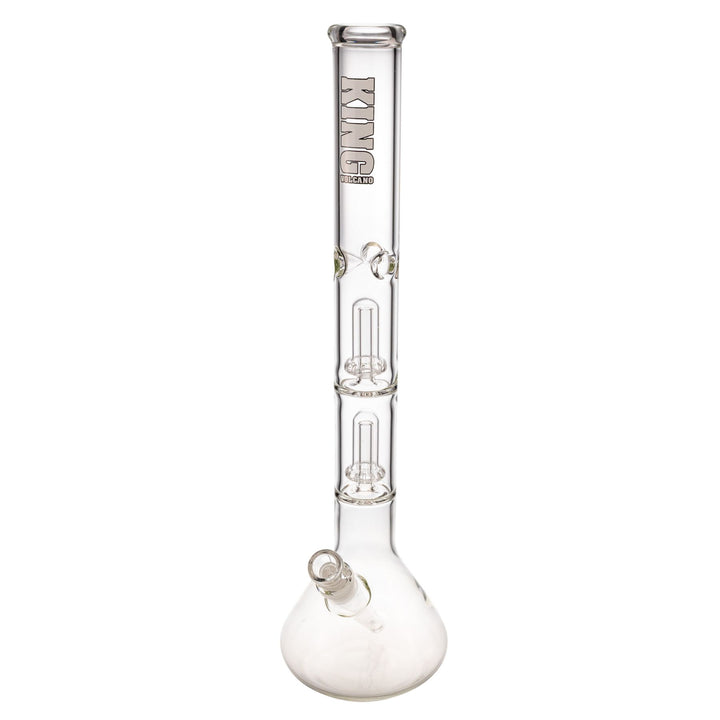 "White King Volcano 50mmx20'' Double Beaker that features two showerhead percolators and a diffused downstem," - Up N Smoke.