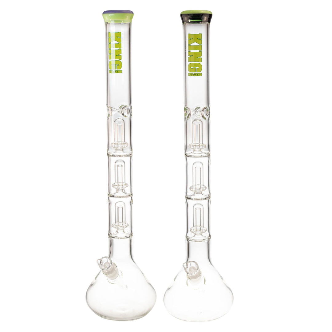 "Two King Volcano 50mmx23in water pipes that feature three showerhead percolators," - Up N Smoke.