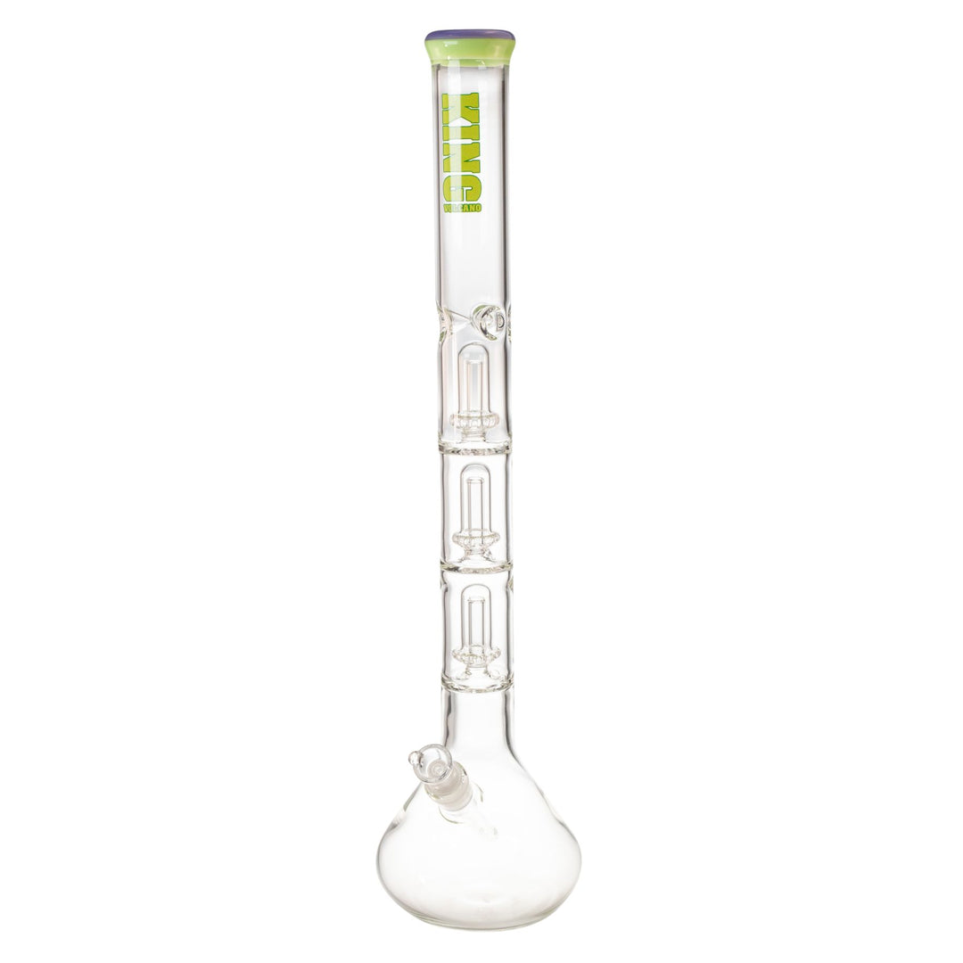 "Green and purple King Volcano Triple Wrap Beaker," - Up N Smoke.