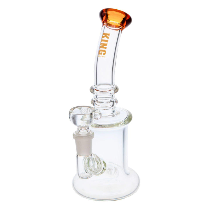 "Amber King Volcano 50mmx8in Fixed Inline Bubbler on a white background," - Up N Smoke.