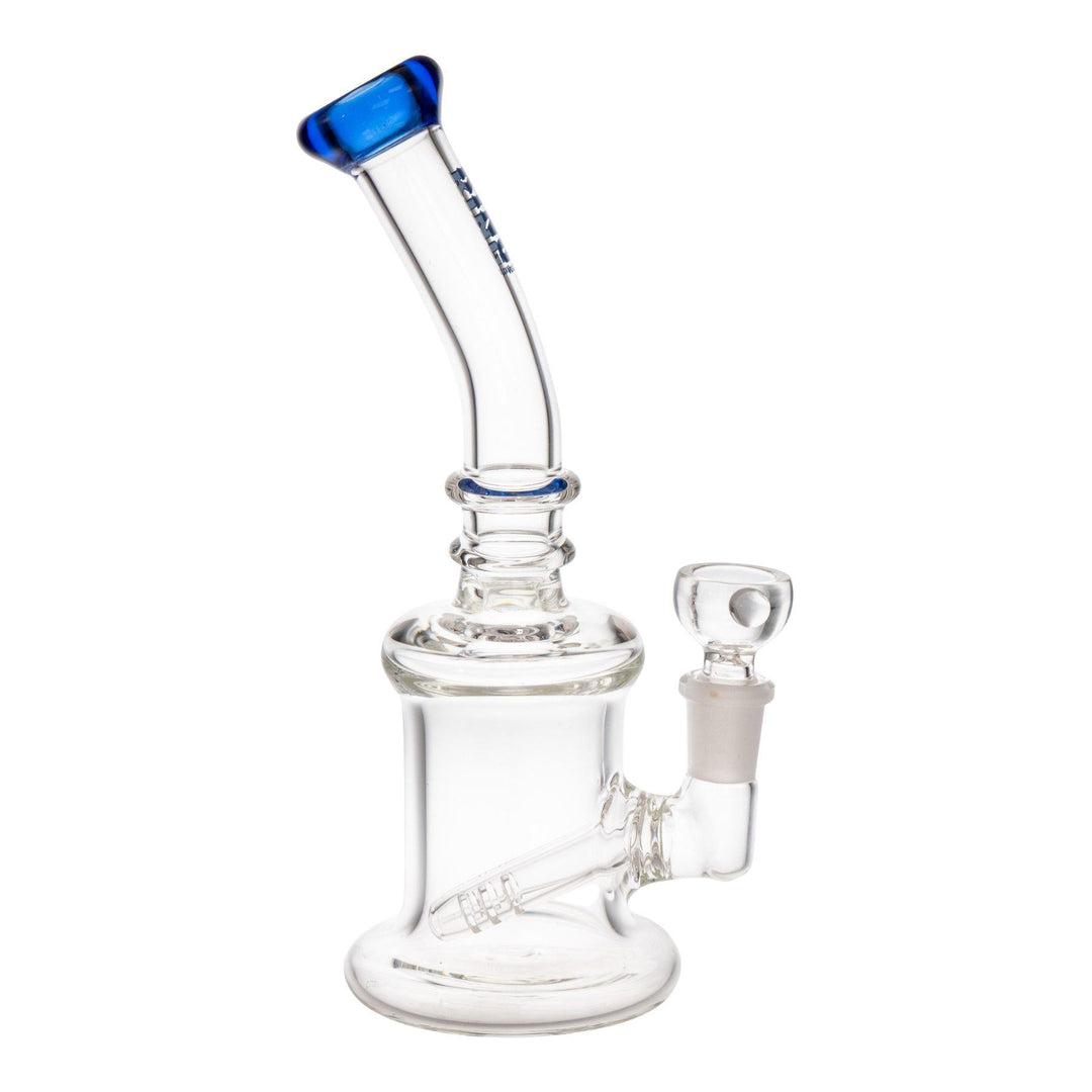 "Right-side view of a King Volcano 50mmx8in Fixed Inline Bubbler in the color blue on a white background," - Up N Smoke.