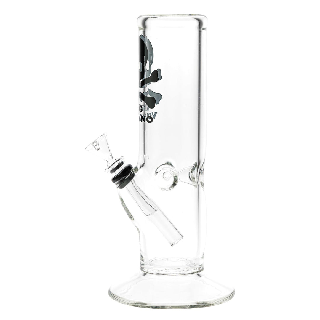 KV 50mmx8” Flare Slide Water Pipe Black Color left angle on a white background - Up N Smoke