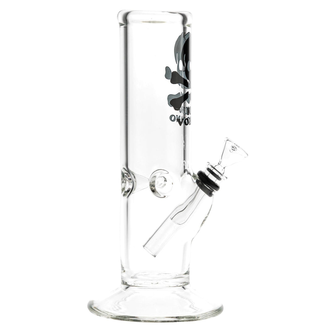 KV 50mmx8” Flare Slide Water Pipe Black Color right angle on a white background - Up N Smoke