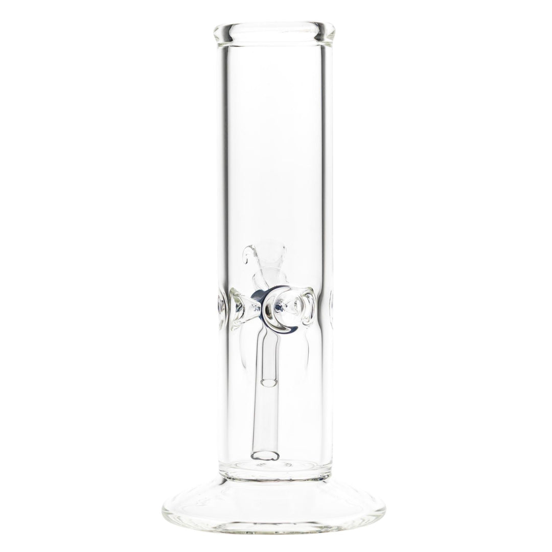 KV 50mmx8” Flare Slide Water Pipe Clear back angle on a white background - Up N Smoke