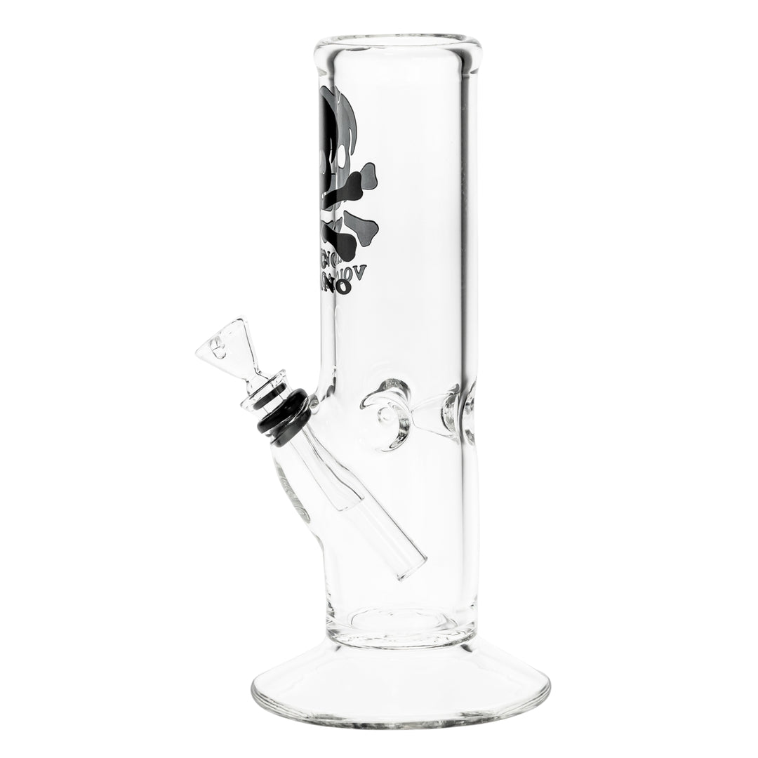 KV 50mmx8” Flare Slide Water Pipe Black Displayed on a white background left angle - Up N Smoke