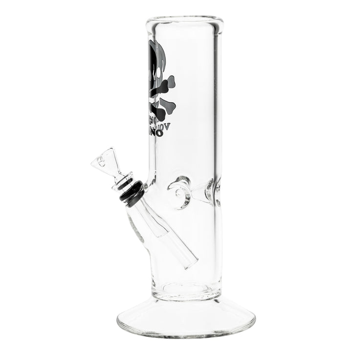 KV 50mmx8” Flare Slide Water Pipe Black Displayed on a white background left angle - Up N Smoke