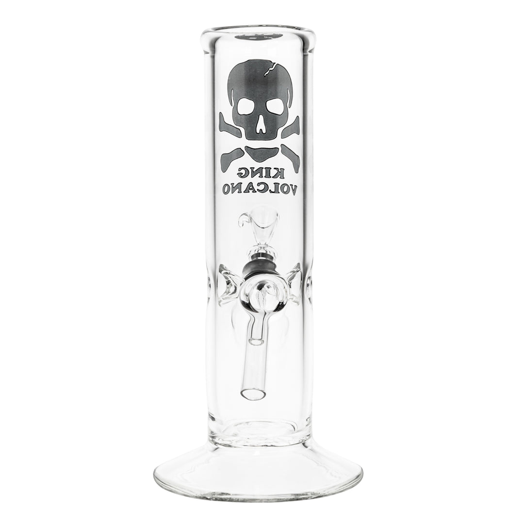 KV 50mmx8” Flare Slide Water Pipe Black Displayed on a white background back angle - Up N Smoke