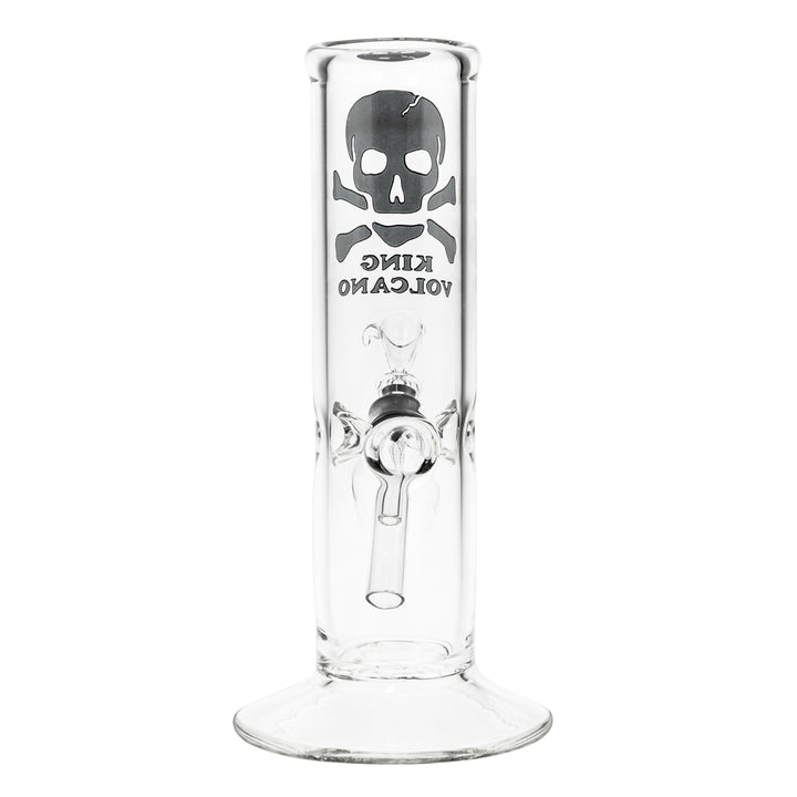 KV 50mmx8” Flare Slide Water Pipe Black Displayed on a white background back angle - Up N Smoke