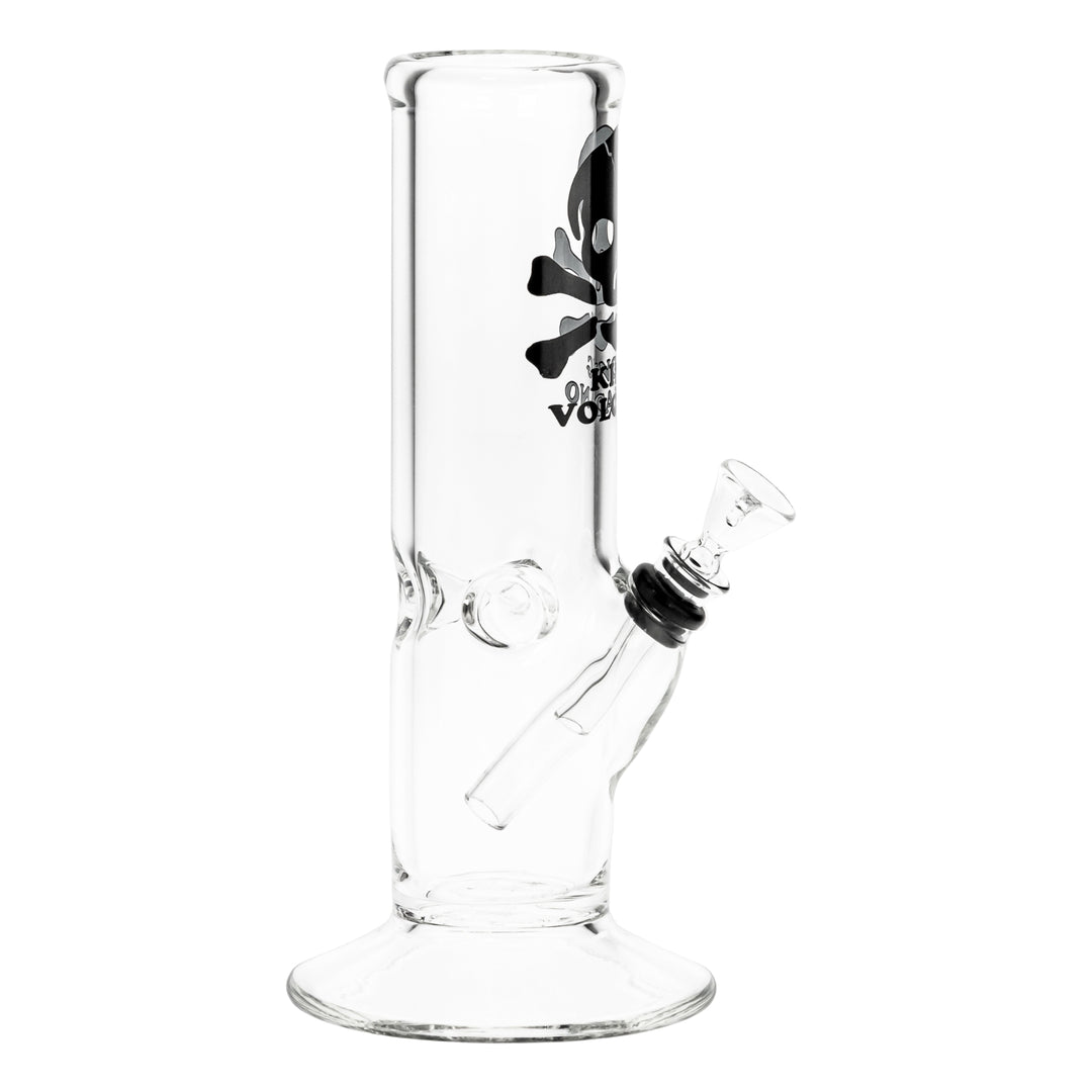 KV 50mmx8” Flare Slide Water Pipe Black Displayed on a white background right angle - Up N Smoke
