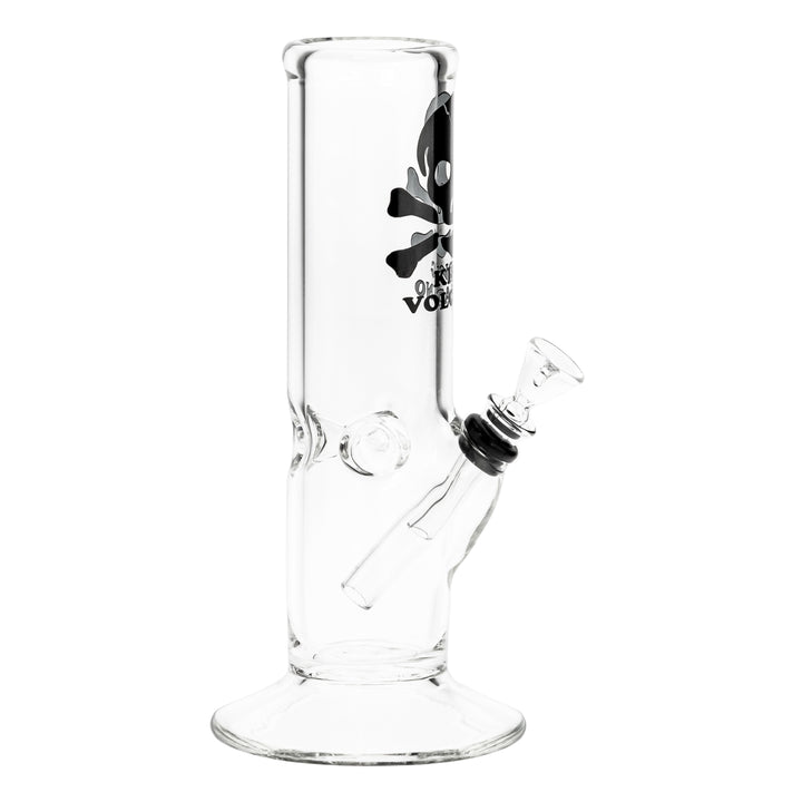KV 50mmx8” Flare Slide Water Pipe Black Displayed on a white background right angle - Up N Smoke