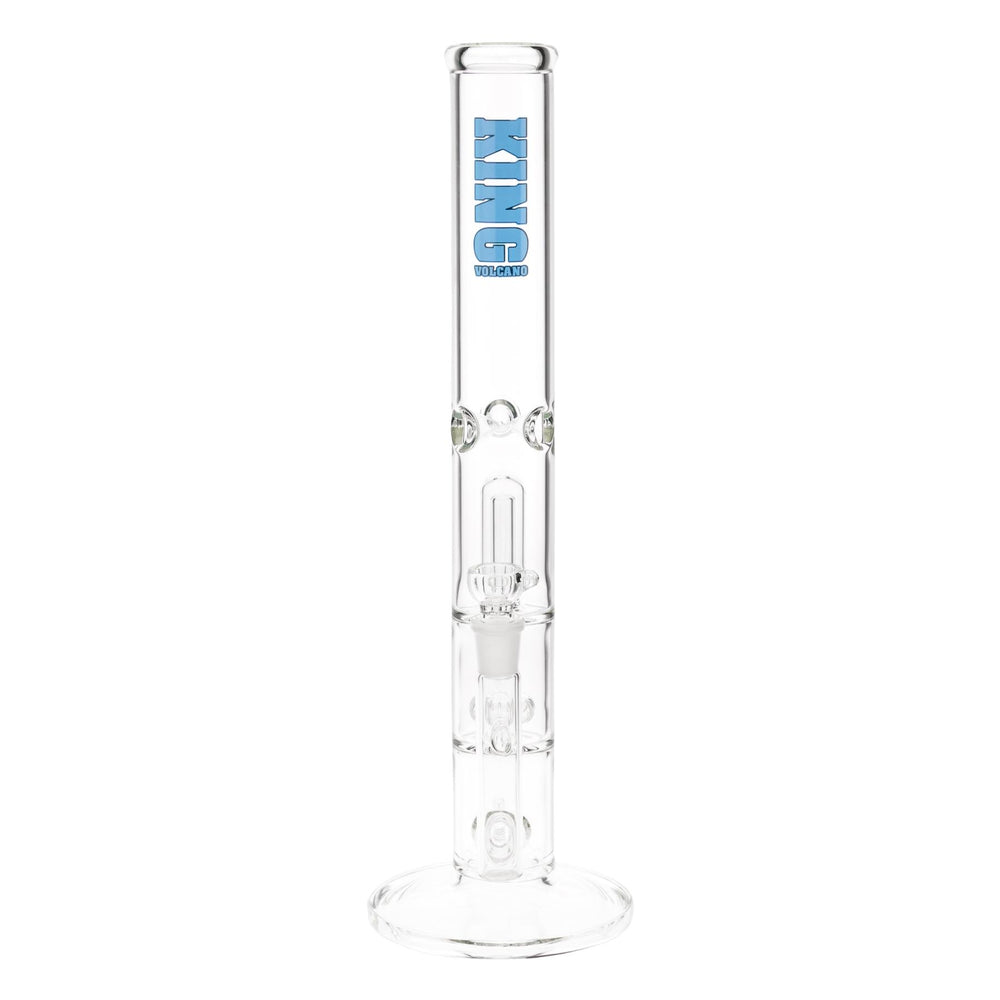 KV 50mm X 17” Double Showerhead Blue Flare Slide Water Pipe displayed on a white background front facing - Up N Smoke