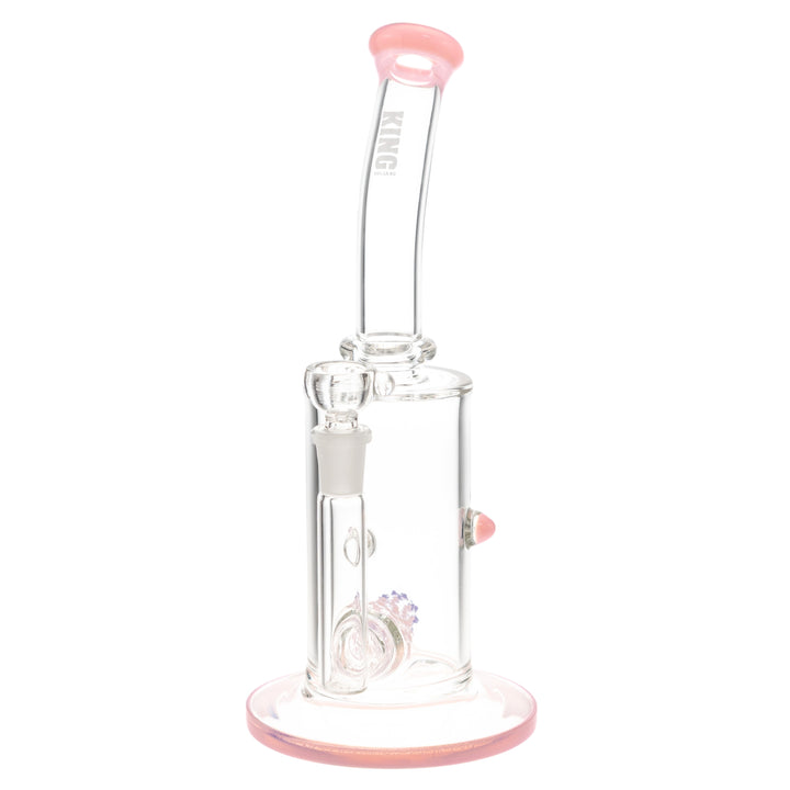 King Volcano 65mm x 12in Flare Inline Water Pipe pink on a white background - Up N Smoke 