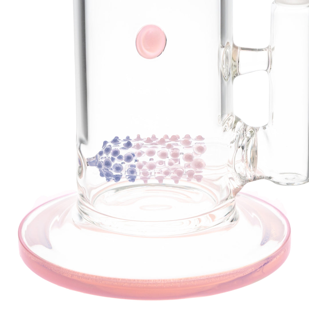 King Volcano 65mm x 12in Flare Inline Water Pipe pink detailed on a white background - Up N Smoke 