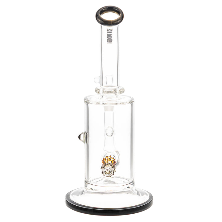 King Volcano 65mm x 12in Flare Inline Water Pipe black black side on a white background - Up N Smoke 