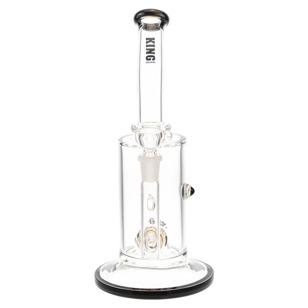 King Volcano 65mm x 12in Flare Inline Water Pipe black front side on a white background - Up N Smoke 