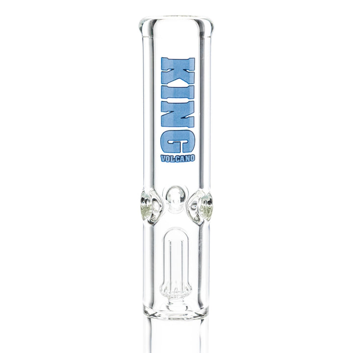 "Top of a King Volcano 50mmx15'' Single Chamber Beaker with a light blue logo near the mouthpiece," - Up N Smoke.
