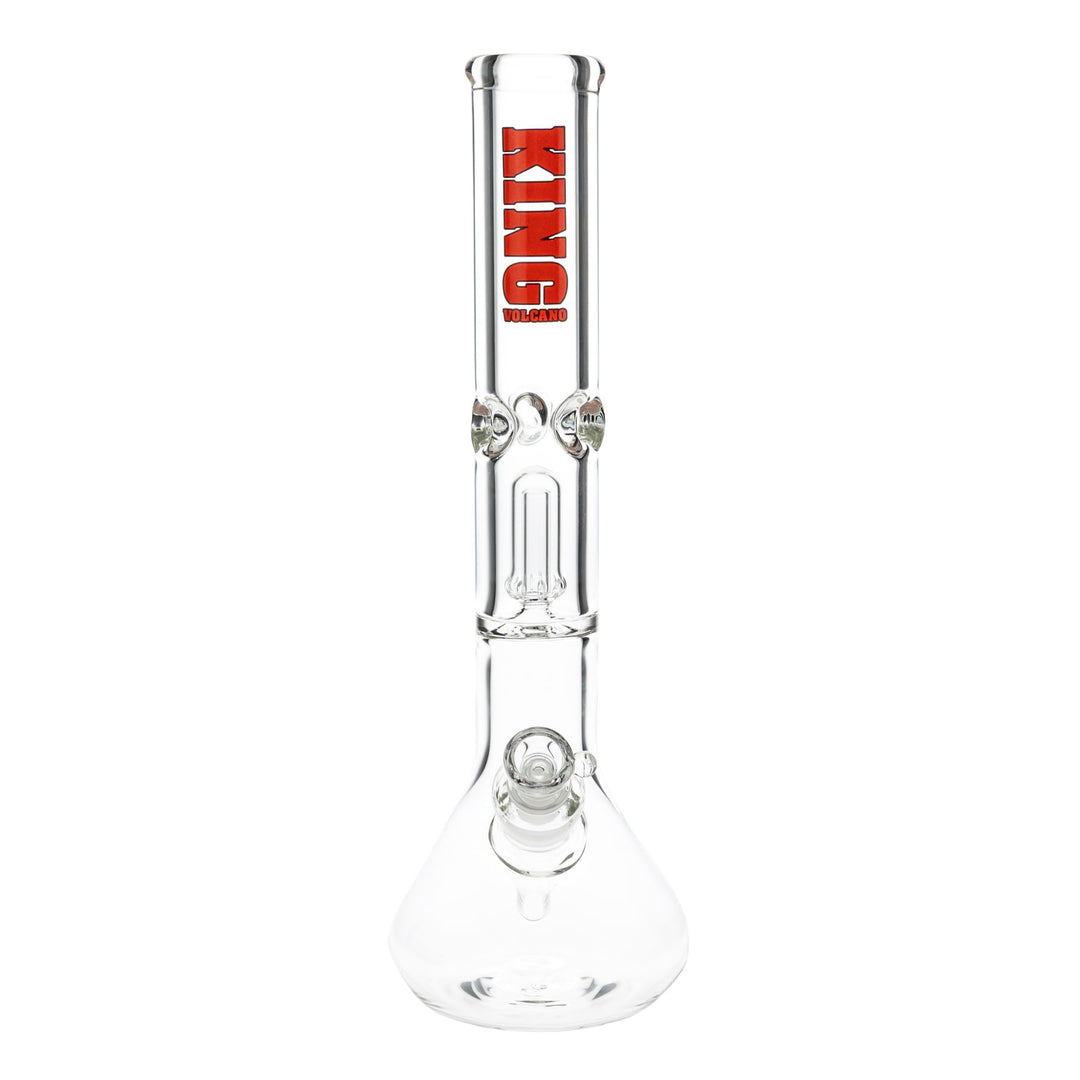 "Front of a King Volcano 50mmx15'' Single Chamber Beaker with a red logo near the mouthpiece," - Up N Smoke.