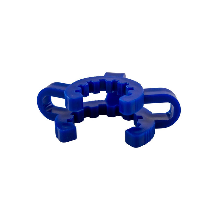"Blue Keck Clip that is used to secure a nectar collector to its tip on a white background," - Up N Smoke.
