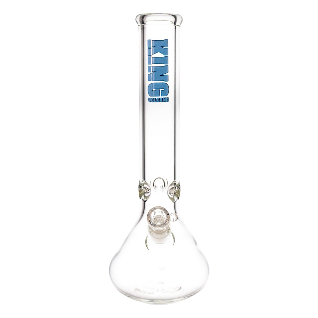 "Front view of a 14'' King Volcano beaker that features a diffused downstem and three-prong ice pinch," - Up N Smoke.