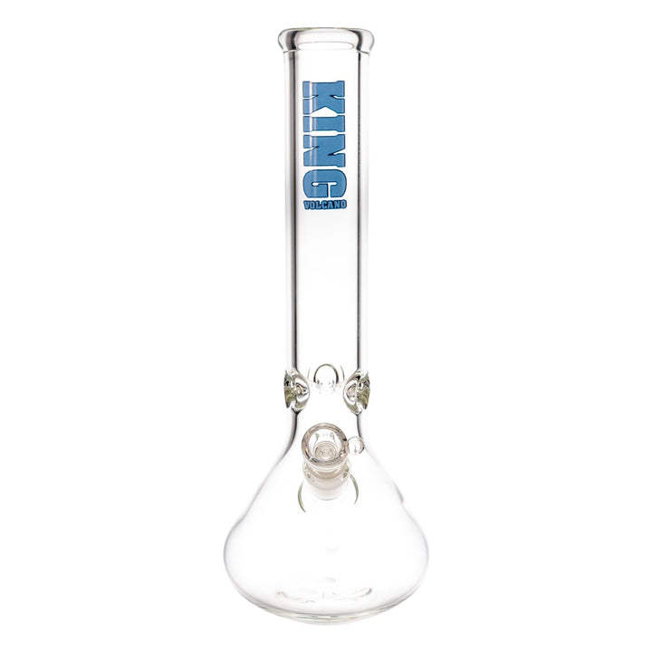 "Front view of a 14'' King Volcano beaker that features a diffused downstem and three-prong ice pinch," - Up N Smoke.