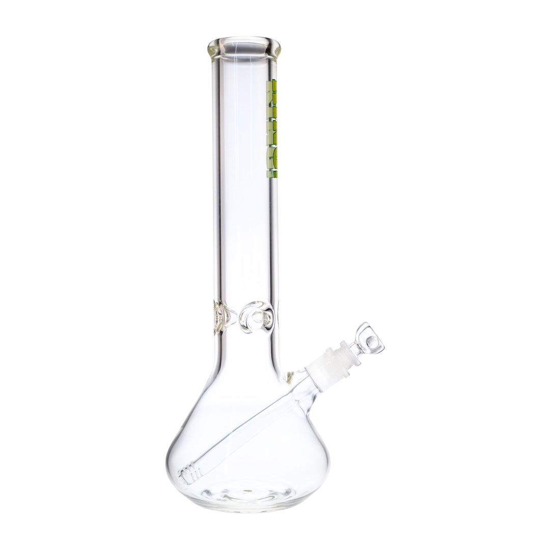"Right side of a King Volcano clear glass beaker. This piece has a three-prong ice pinch and a diffused downstem," - Up N Smoke.