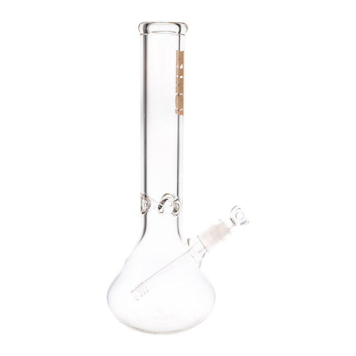 "Right-side of a clear glass beaker handmade in America by King Volcano," - Up N Smoke.