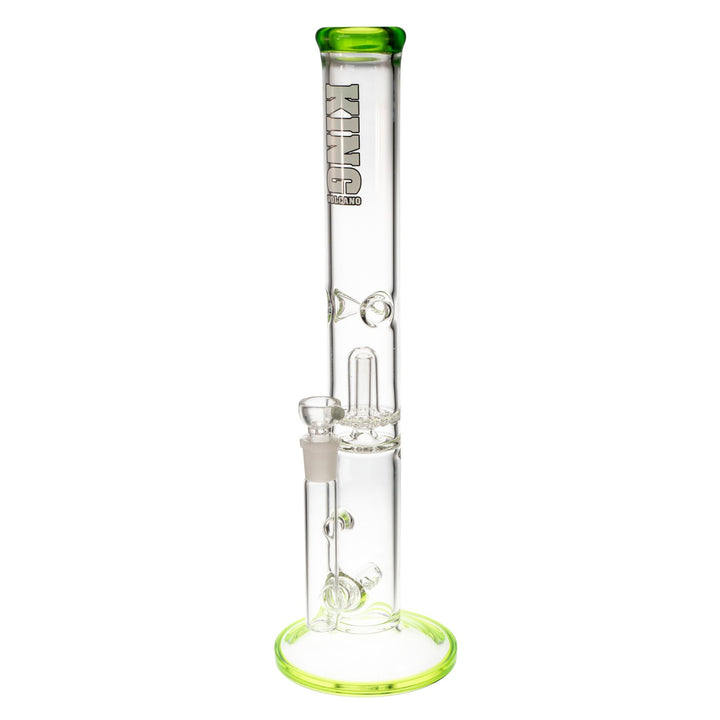 "Slightly angled green King Volcano 50mmx17in Fixed Flare Inline," - Up N Smoke.